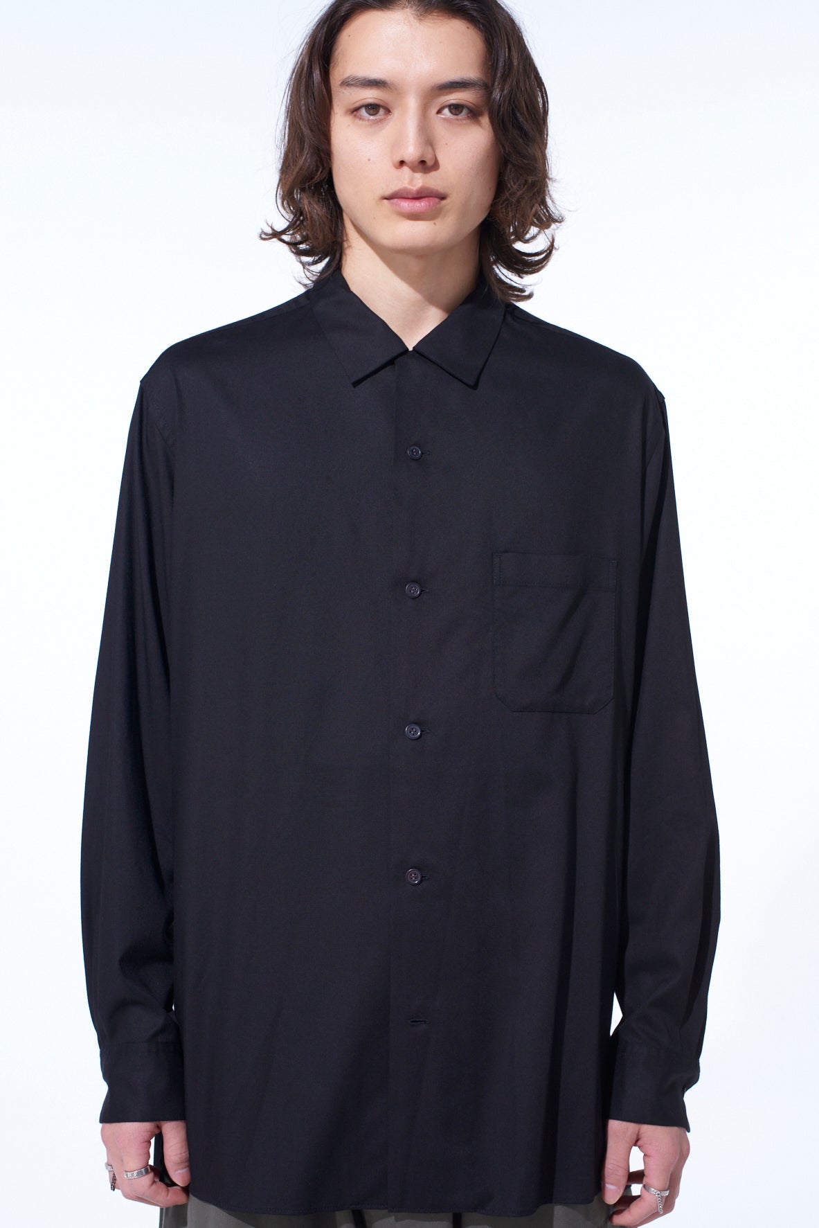 RAYON TWILL OPEN COLLAR SHIRT