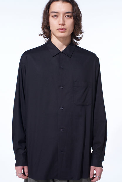 RAYON TWILL OPEN COLLAR SHIRT