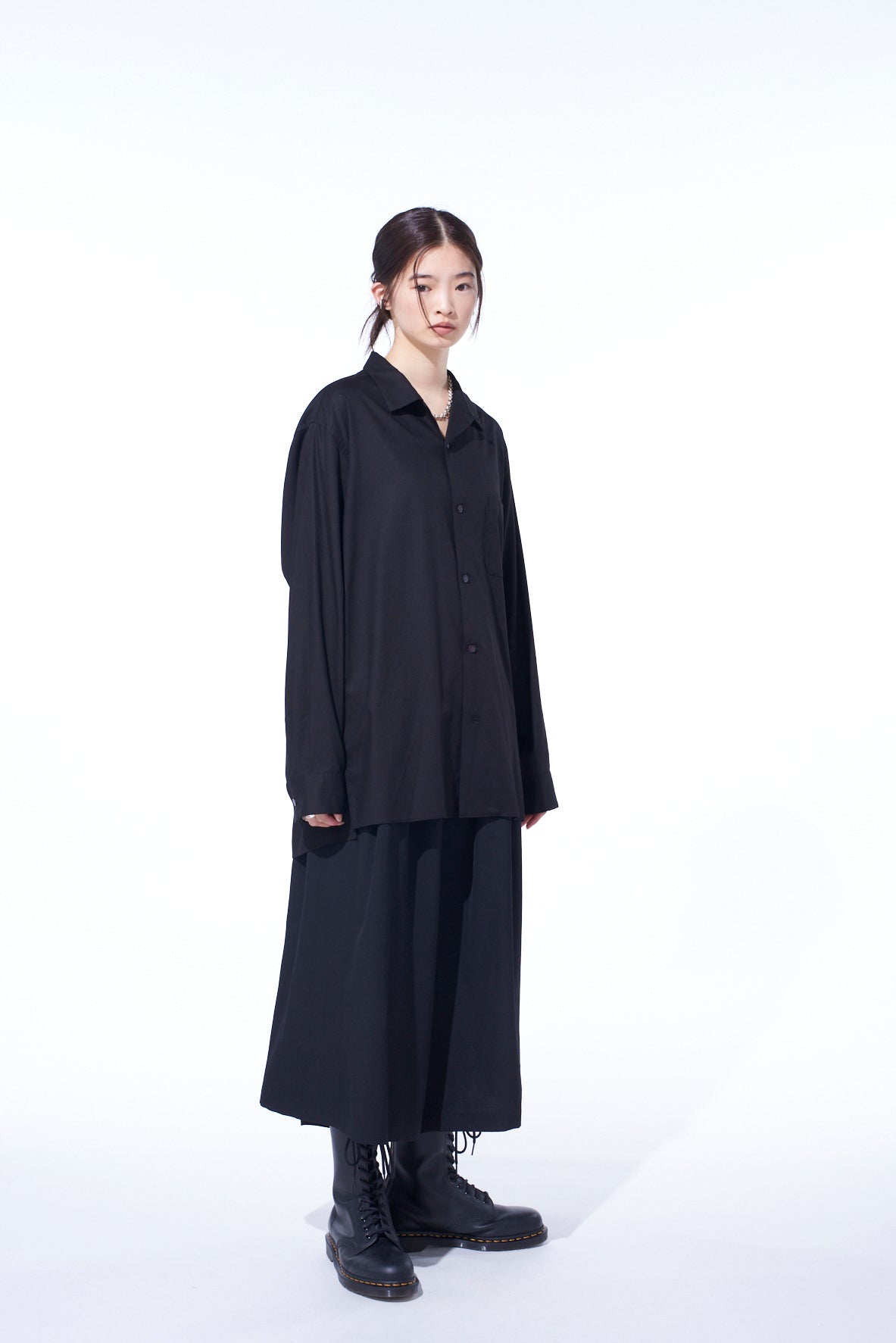 RAYON TWILL OPEN COLLAR SHIRT