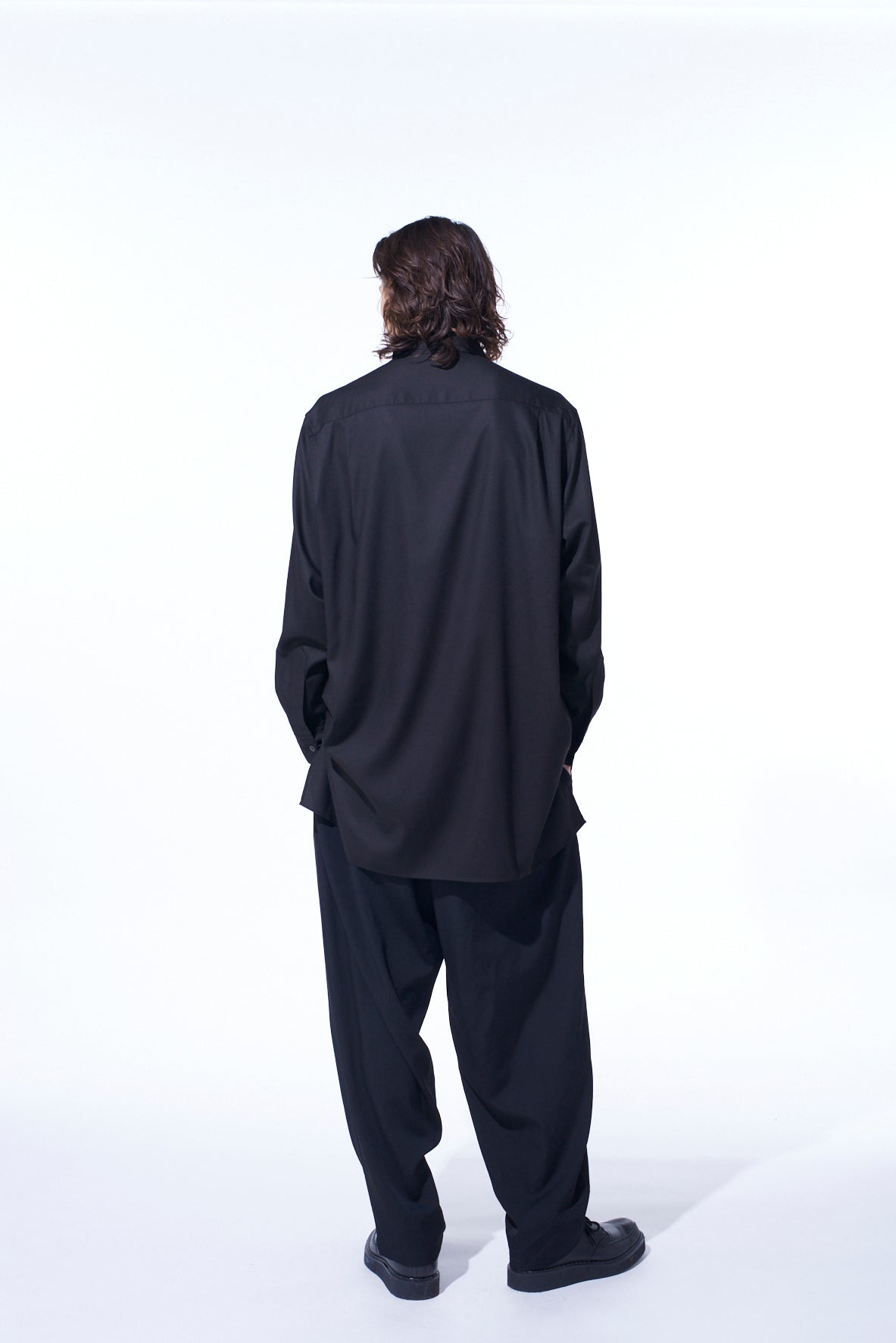 RAYON TWILL DRAPED FRONT SHIRT