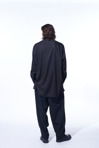 RAYON TWILL DRAPED FRONT SHIRT