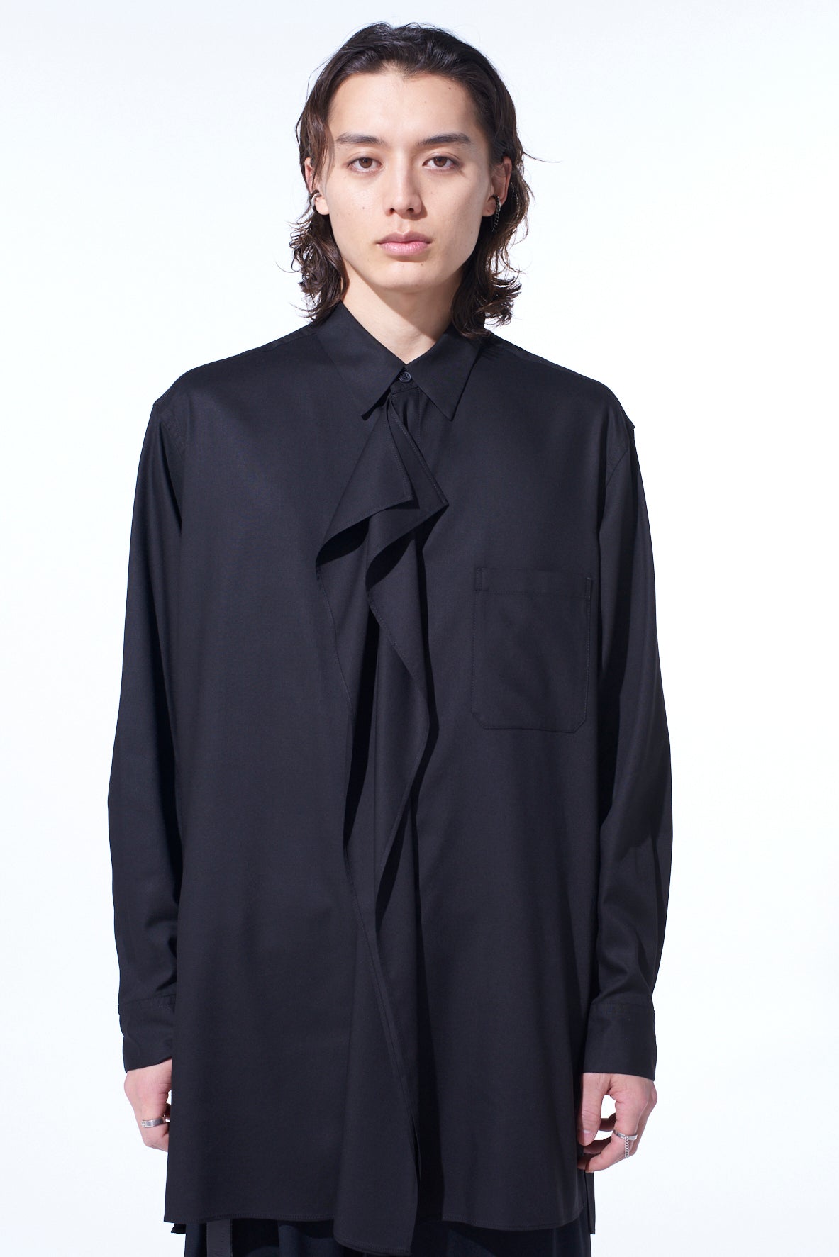 RAYON TWILL DRAPED FRONT SHIRT – THE SHOP YOHJI YAMAMOTO