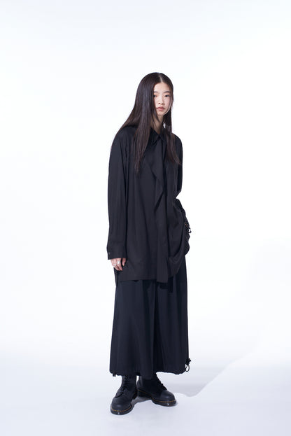 RAYON TWILL DRAPED FRONT SHIRT