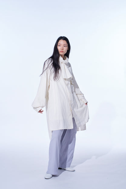 Double Gauze Band Collar Stole Shirt