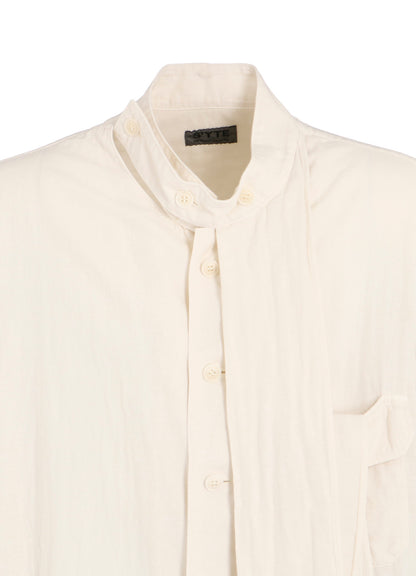 Double Gauze Band Collar Stole Shirt