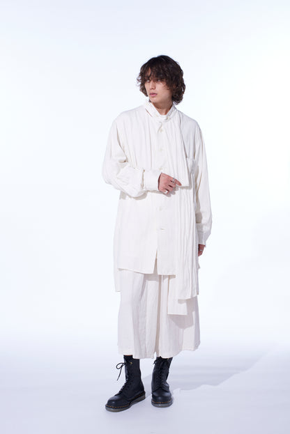 Double Gauze Band Collar Stole Shirt