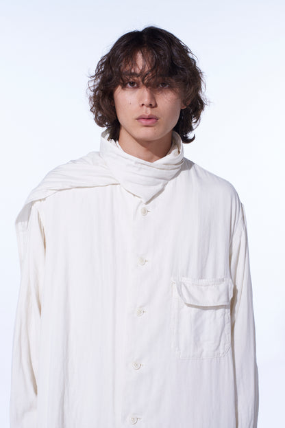 Double Gauze Band Collar Stole Shirt