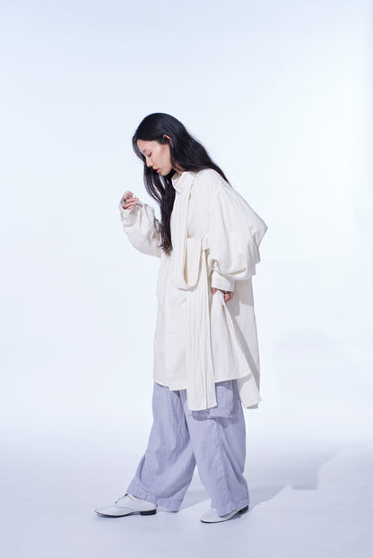 Double Gauze Band Collar Stole Shirt