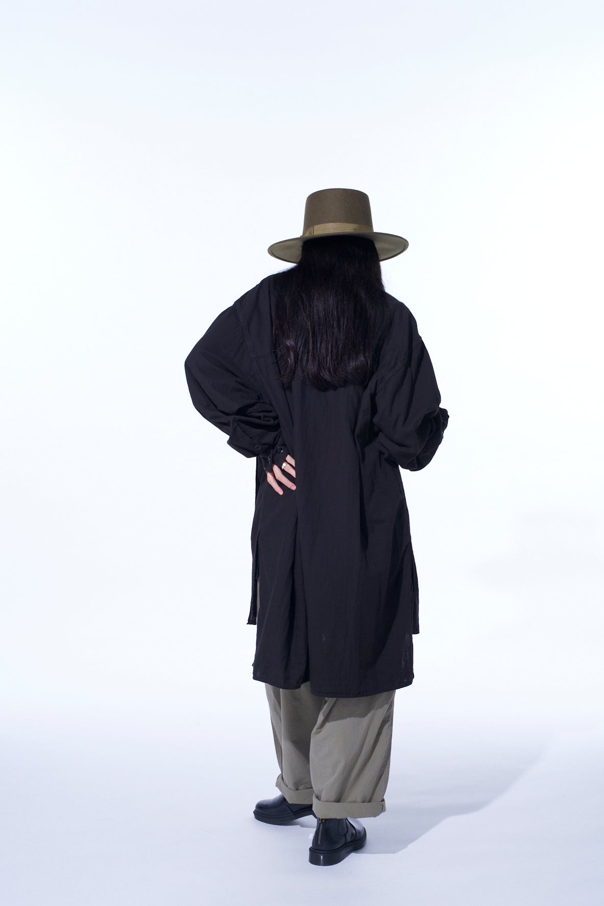 Double Gauze Band Collar Stole Shirt
