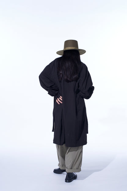 Double Gauze Band Collar Stole Shirt