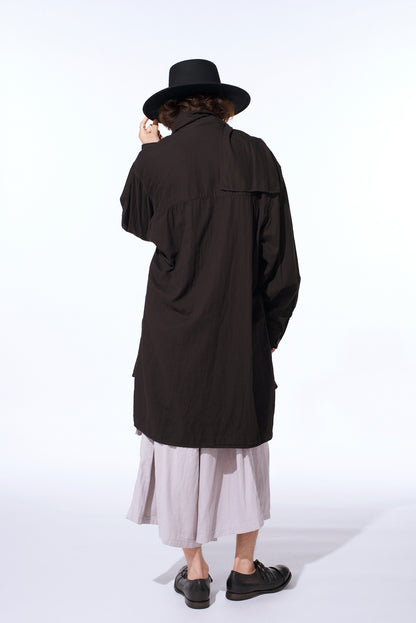 Double Gauze Band Collar Stole Shirt