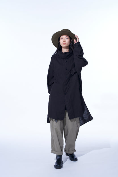 Double Gauze Band Collar Stole Shirt