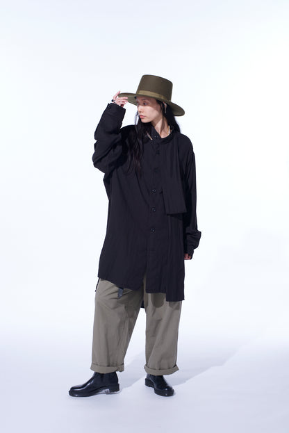 Double Gauze Band Collar Stole Shirt