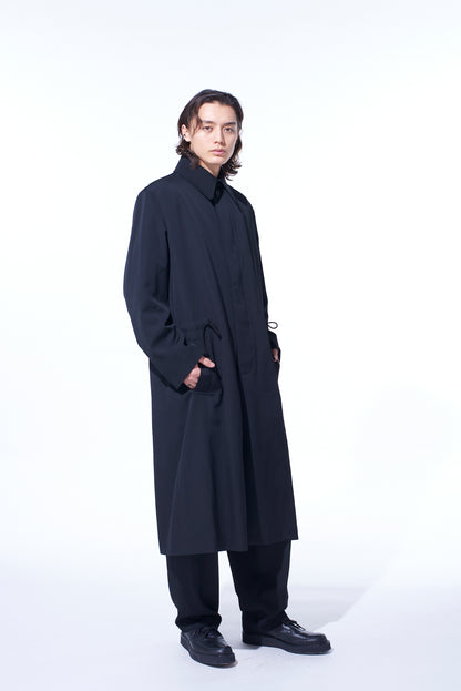 WASHER WOOL GABARDINE STAND COLLAR COAT