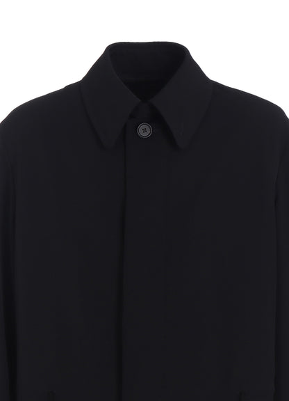 WASHER WOOL GABARDINE STAND COLLAR COAT