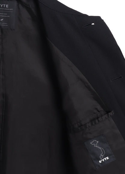 WASHER WOOL GABARDINE STAND COLLAR COAT