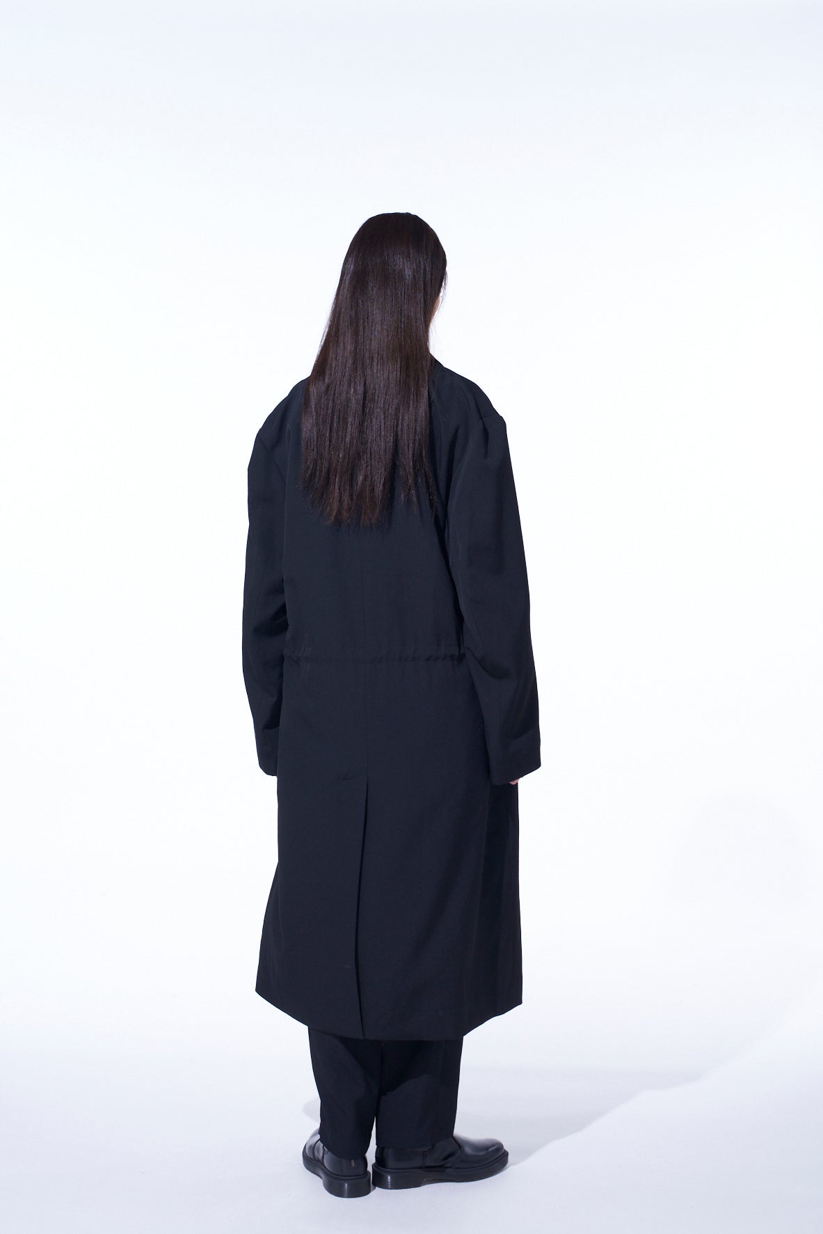 WASHER WOOL GABARDINE STAND COLLAR COAT