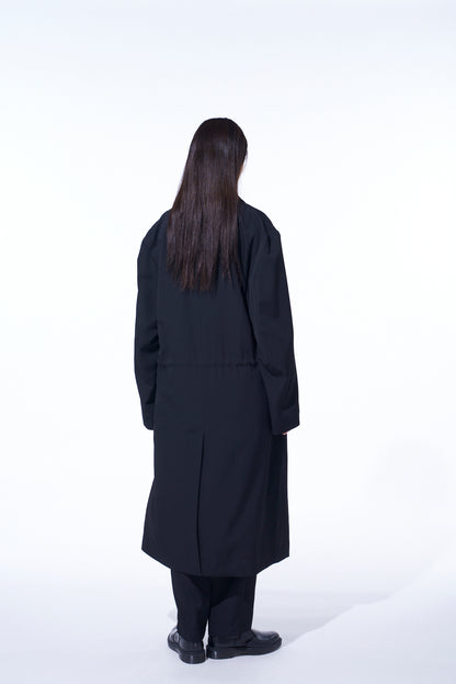 WASHER WOOL GABARDINE STAND COLLAR COAT