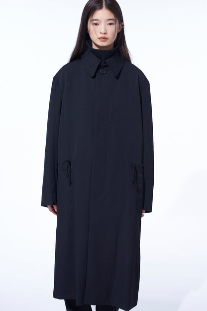 WASHER WOOL GABARDINE STAND COLLAR COAT