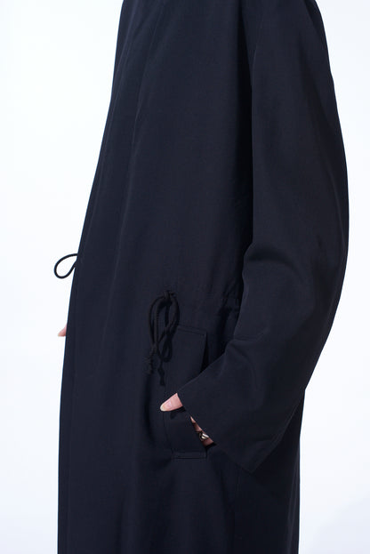 WASHER WOOL GABARDINE STAND COLLAR COAT