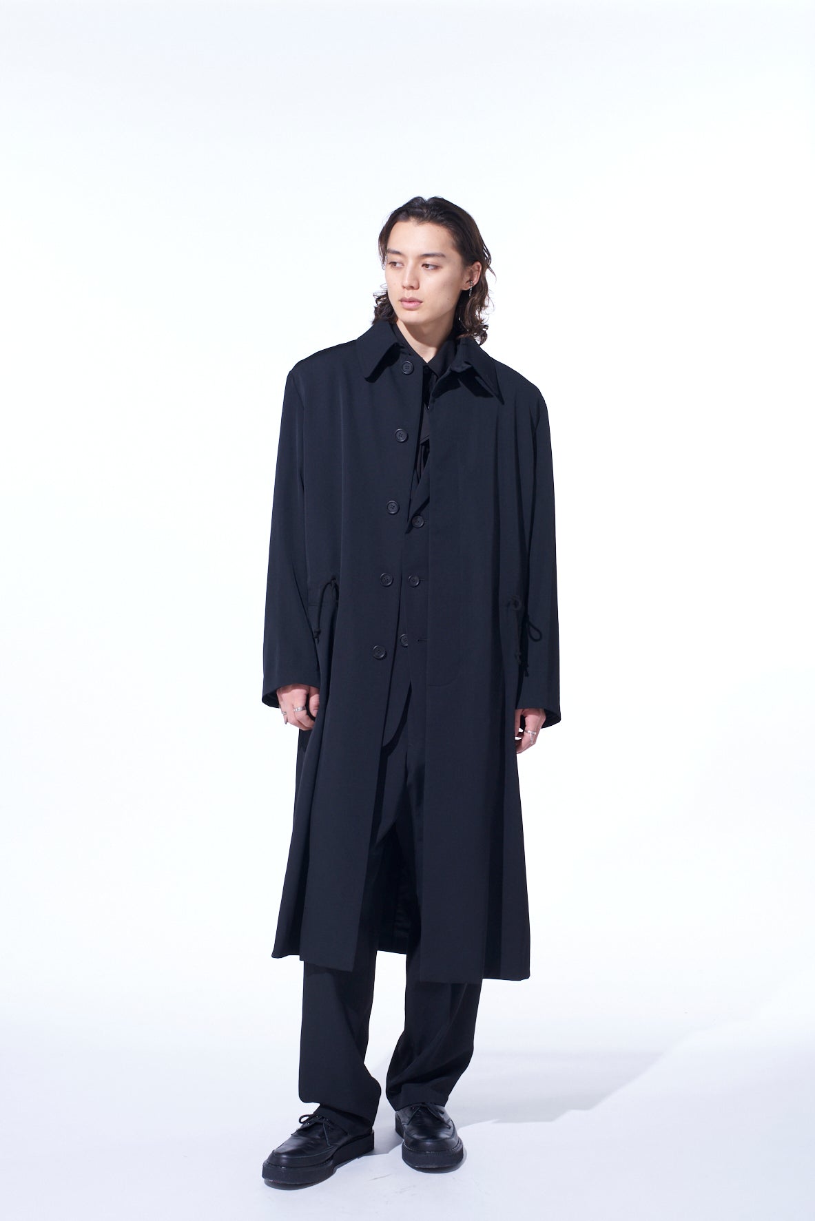 WASHER WOOL GABARDINE STAND COLLAR COAT – THE SHOP YOHJI YAMAMOTO