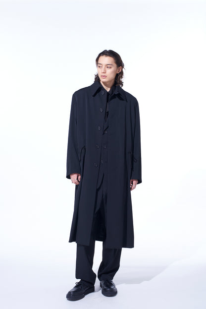 WASHER WOOL GABARDINE STAND COLLAR COAT