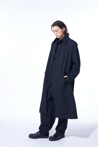 WASHER WOOL GABARDINE STAND COLLAR COAT