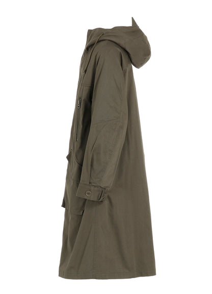 COTTON TWILL HOODED COAT WITH PADDED LINER
