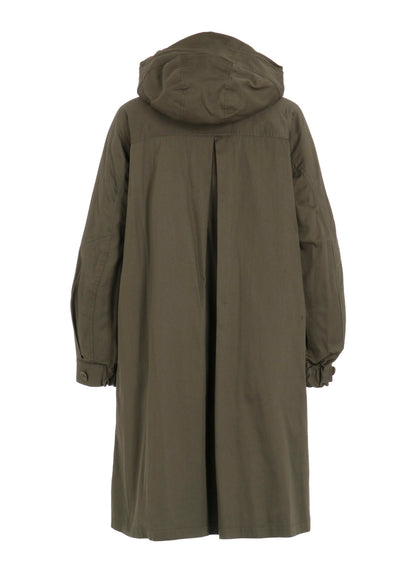 COTTON TWILL HOODED COAT WITH PADDED LINER