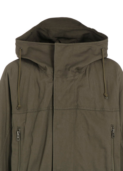 COTTON TWILL HOODED COAT WITH PADDED LINER