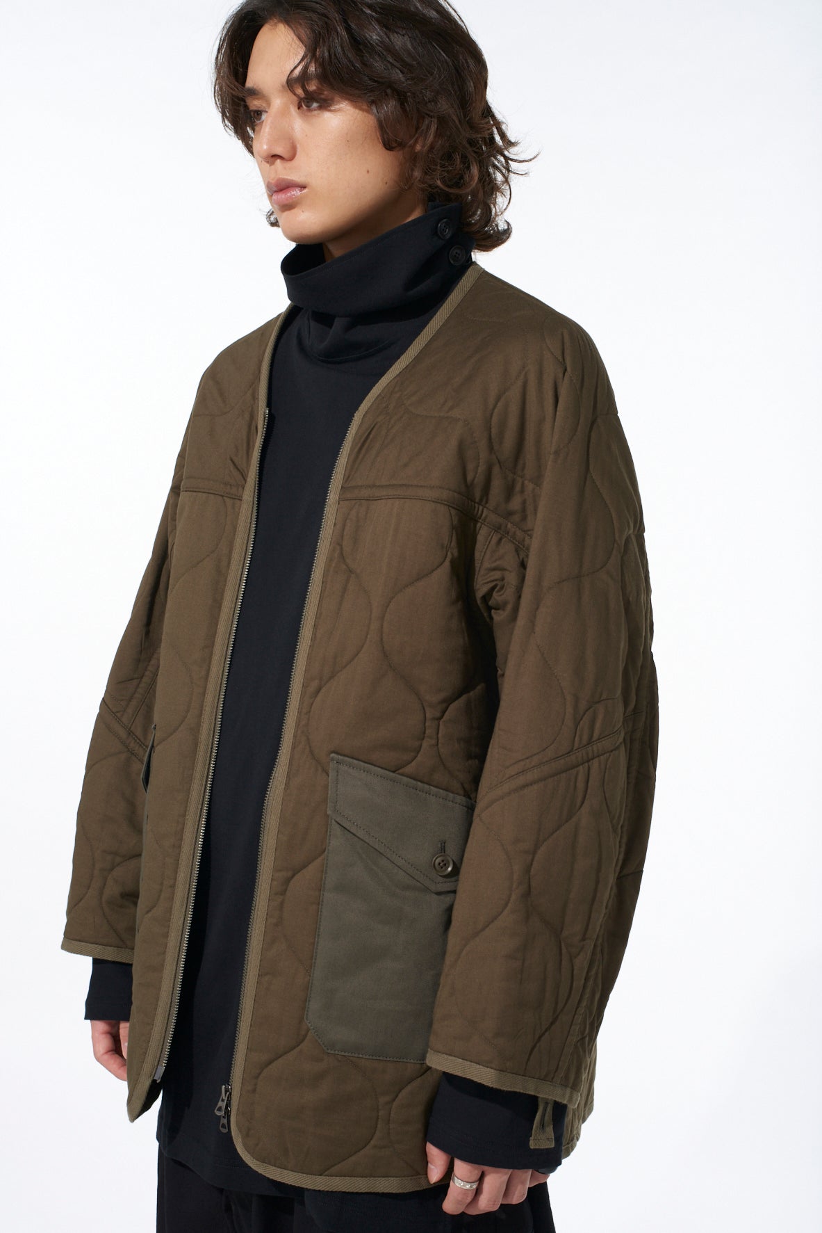 COTTON TWILL HOODED COAT WITH PADDED LINER