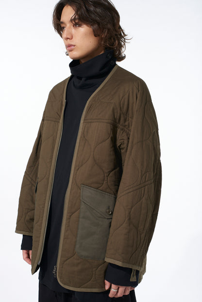 COTTON TWILL HOODED COAT WITH PADDED LINER