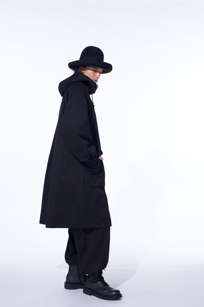 COTTON TWILL HOODED COAT WITH PADDED LINER