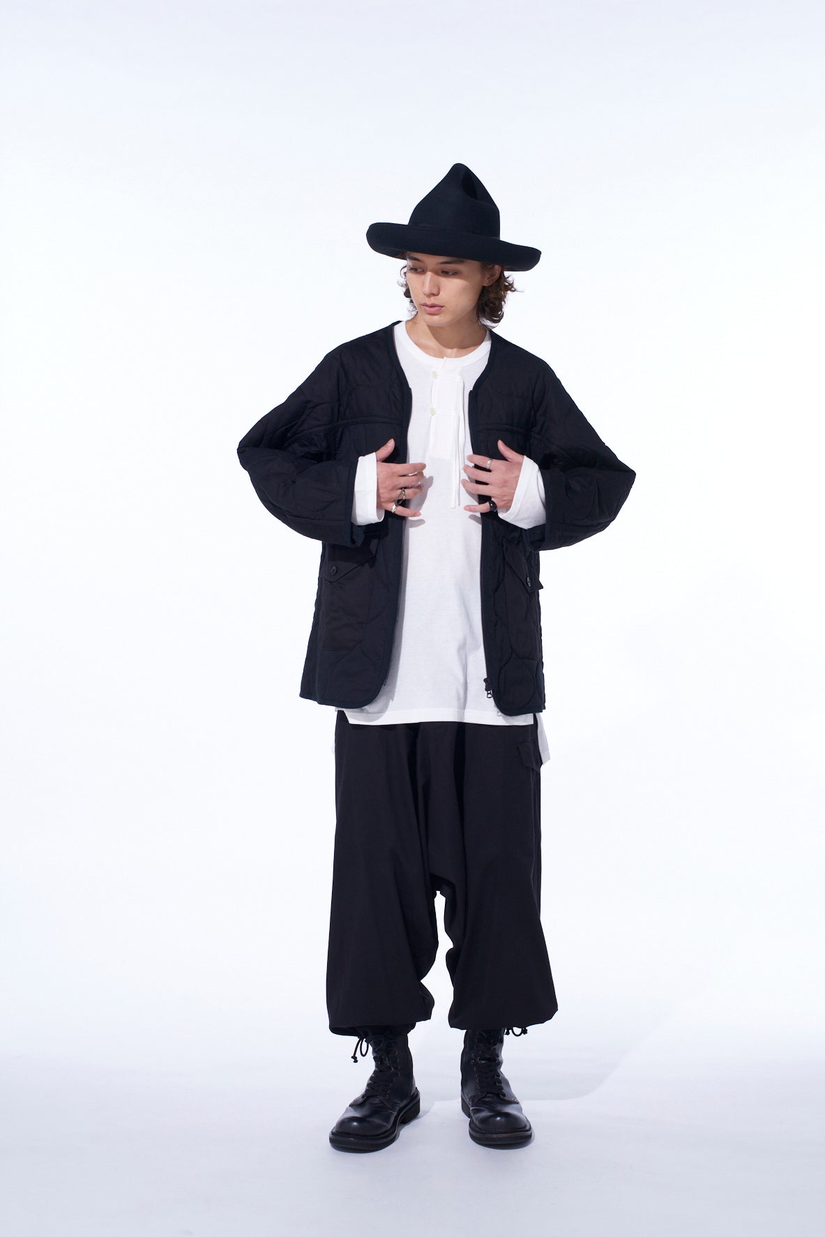 COTTON TWILL HOODED COAT WITH PADDED LINER