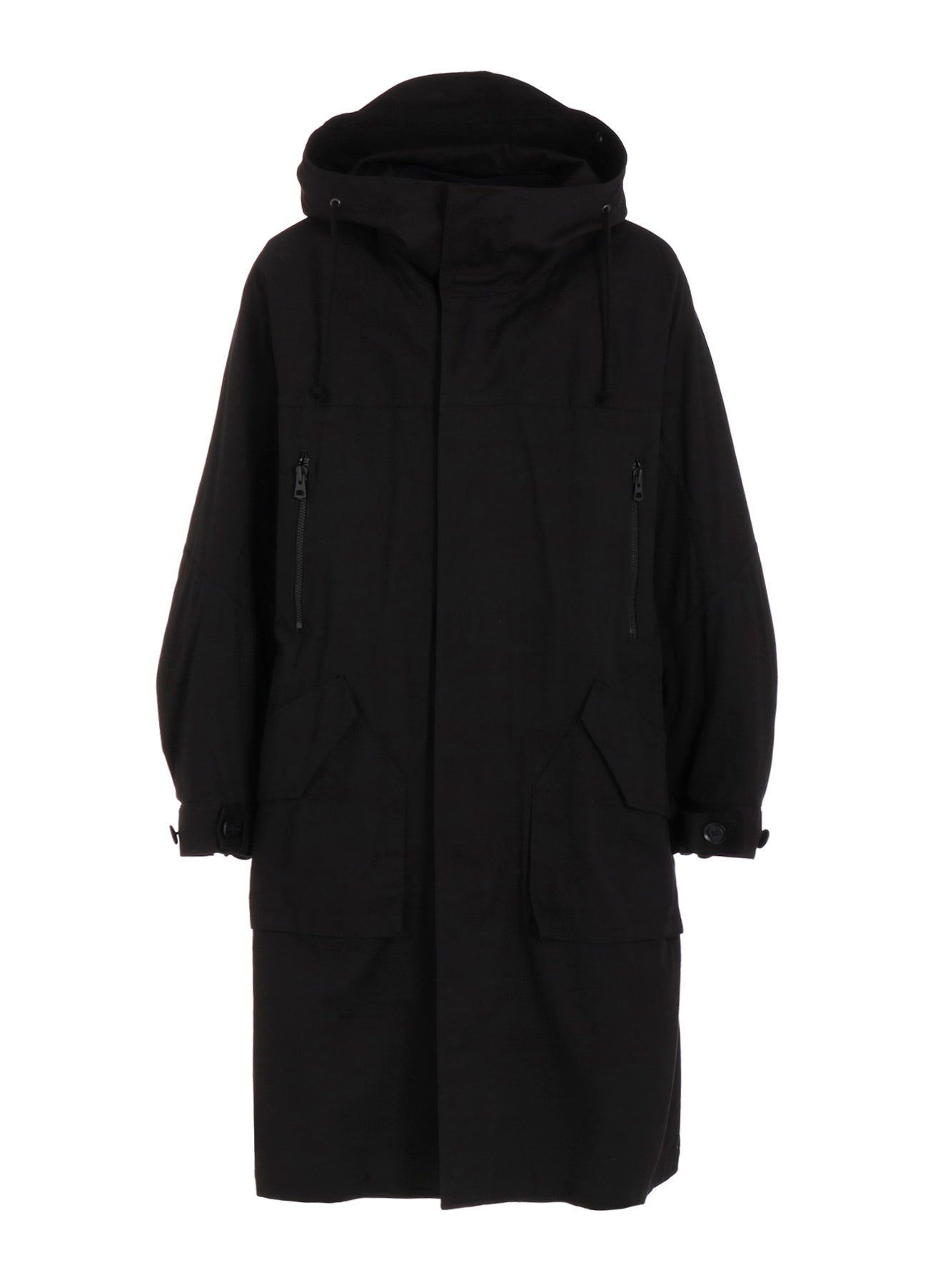 COTTON TWILL HOODED COAT WITH PADDED LINER
