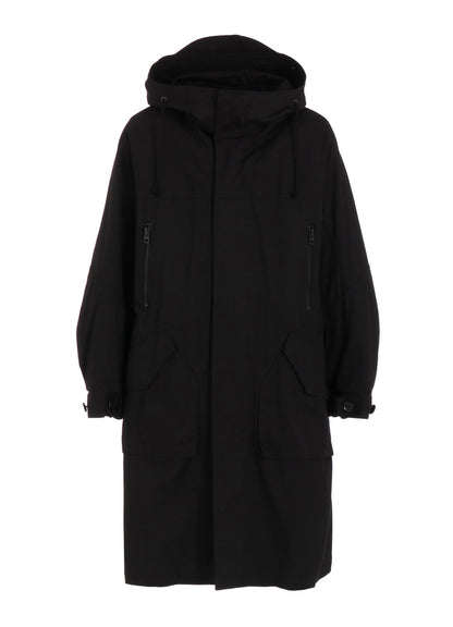 COTTON TWILL HOODED COAT WITH PADDED LINER