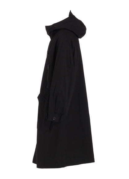 COTTON TWILL HOODED COAT WITH PADDED LINER