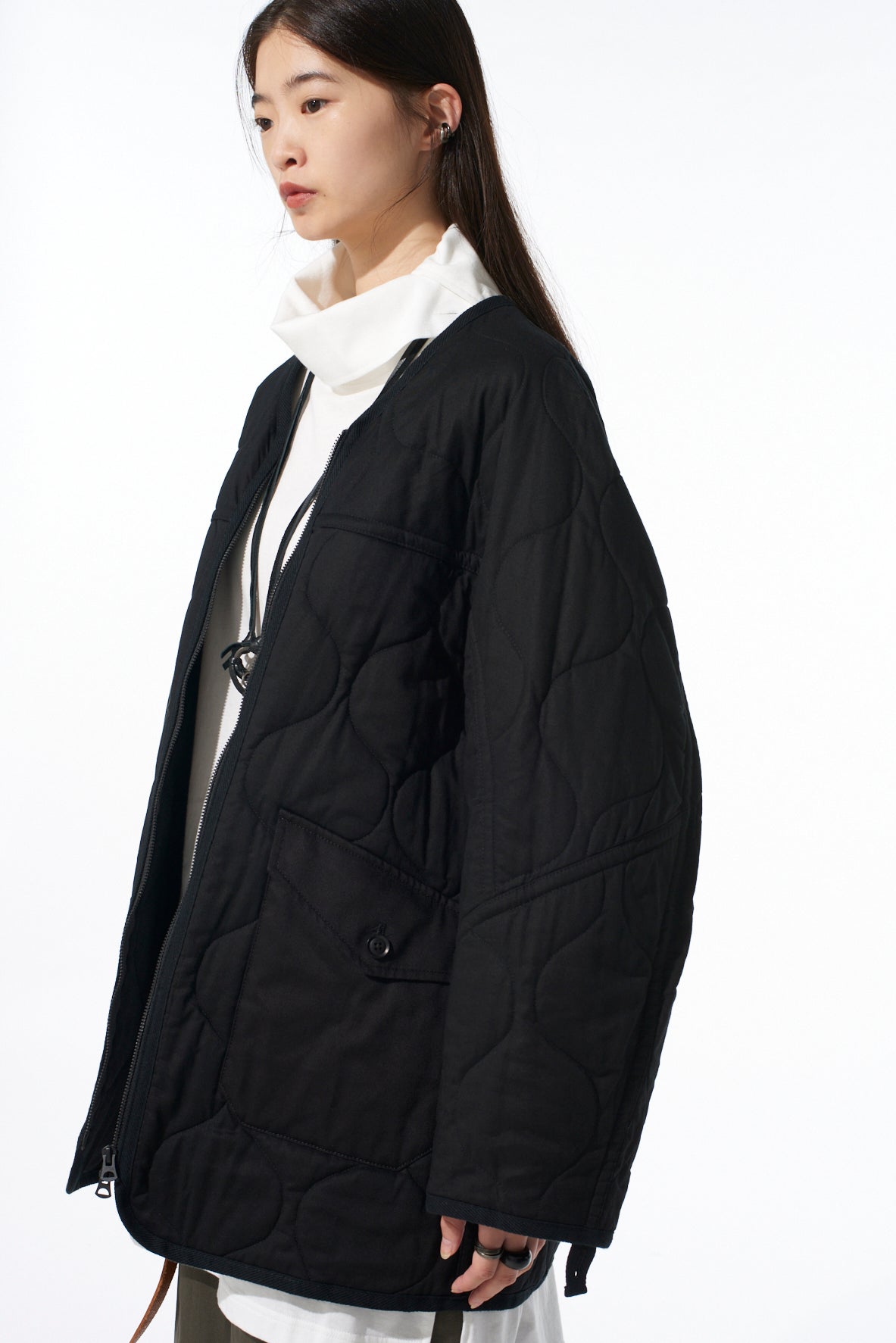 COTTON TWILL HOODED COAT WITH PADDED LINER