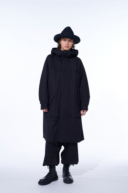 COTTON TWILL HOODED COAT WITH PADDED LINER