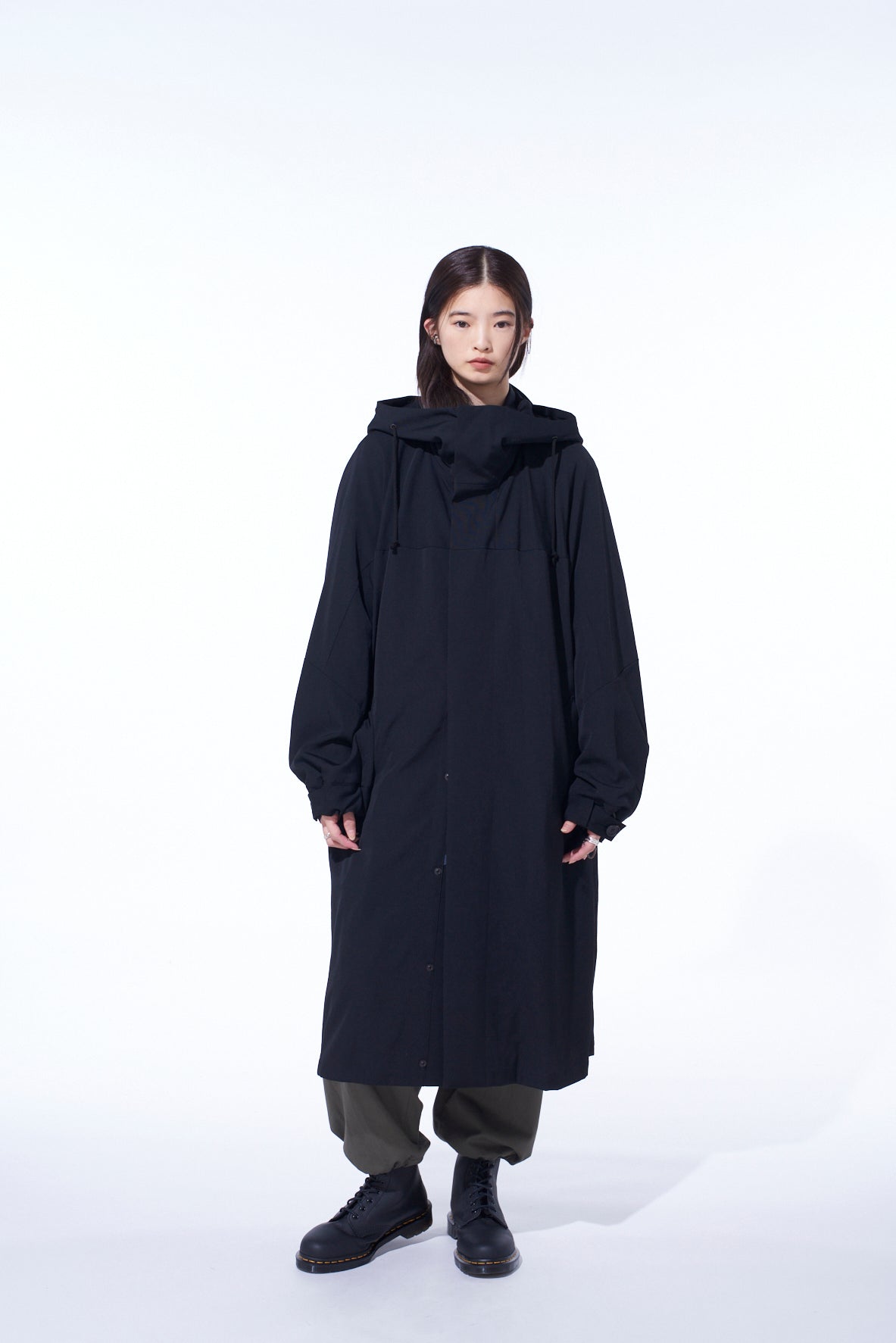 WASHER WOOL GABARDINE MILITARY COAT