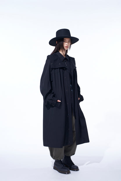 WASHER WOOL GABARDINE MILITARY COAT