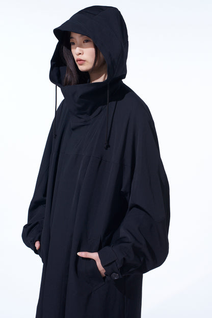 WASHER WOOL GABARDINE MILITARY COAT