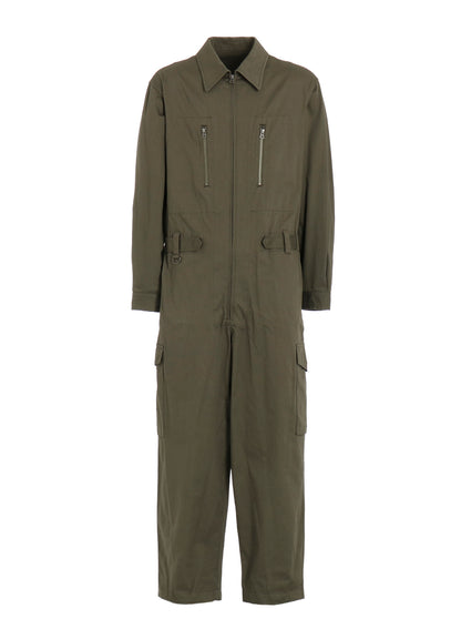 COTTON TWILL 6-POCKET ZIP-UP JUMPSUIT