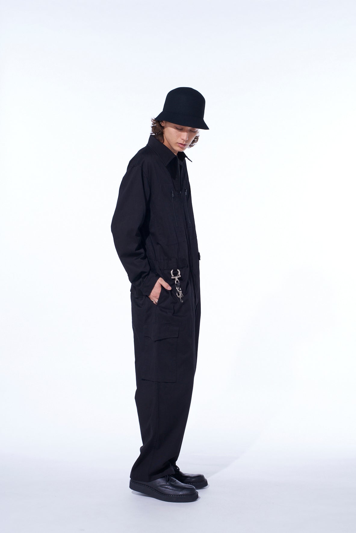 COTTON TWILL 6-POCKET ZIP-UP JUMPSUIT