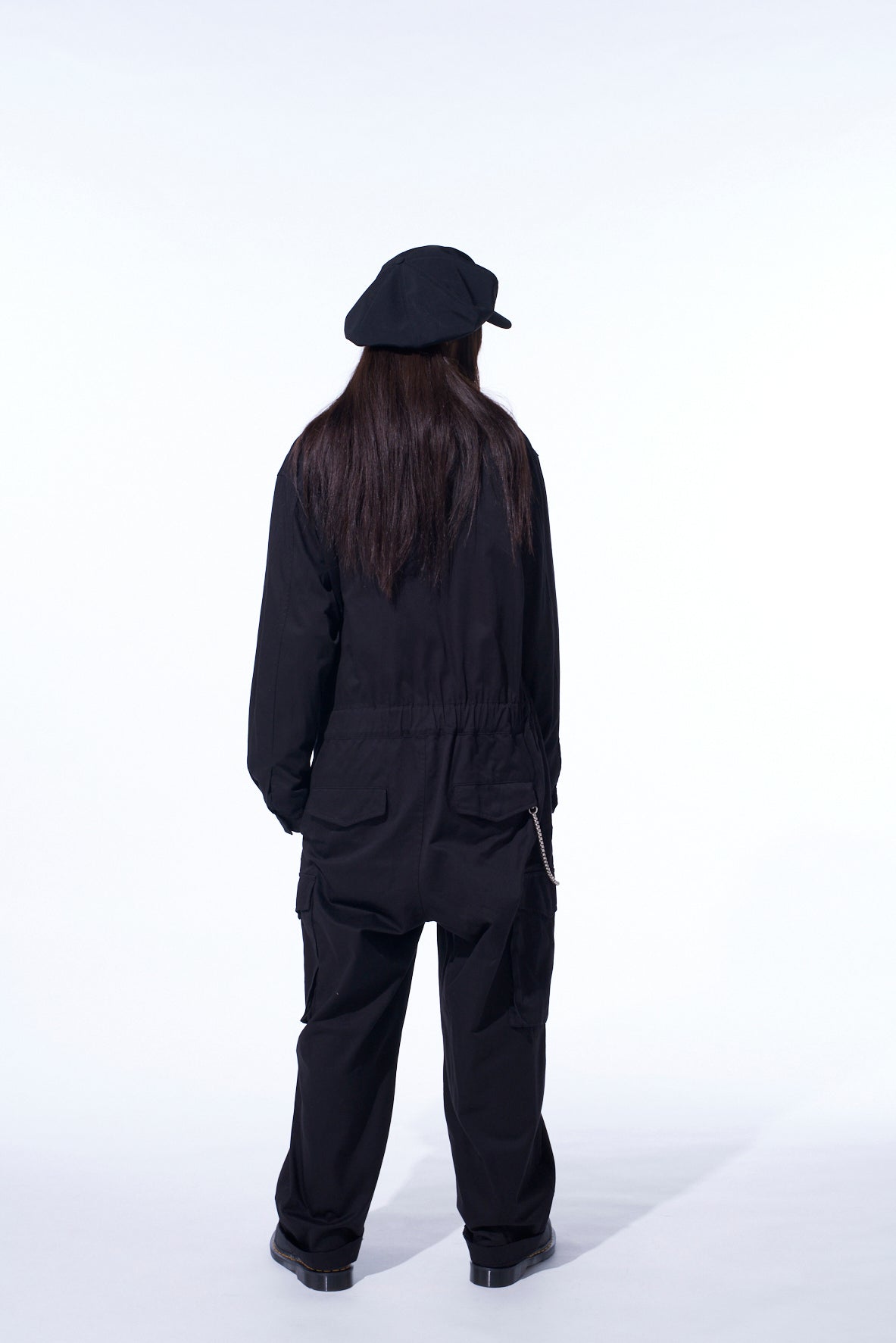 COTTON TWILL 6-POCKET ZIP-UP JUMPSUIT