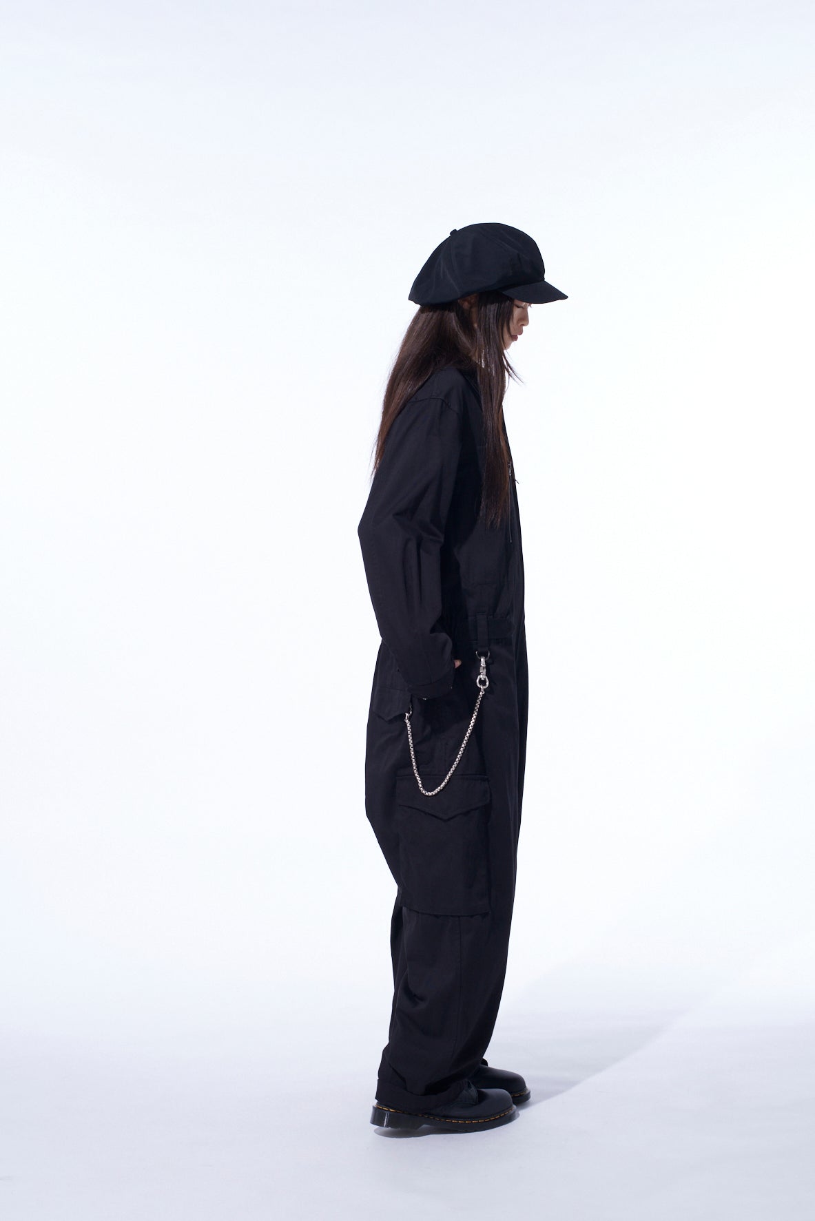 COTTON TWILL 6-POCKET ZIP-UP JUMPSUIT