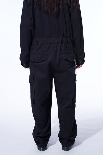 COTTON TWILL 6-POCKET ZIP-UP JUMPSUIT