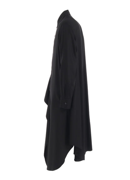RAYON TWILL LAYERED LONG SHIRT DRESS
