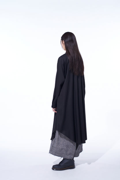 RAYON TWILL LAYERED LONG SHIRT DRESS