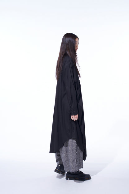 RAYON TWILL LAYERED LONG SHIRT DRESS